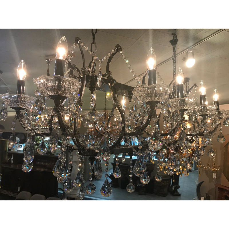 AFD Home Barcelona Smoked Stainless and Crystal Chandelier