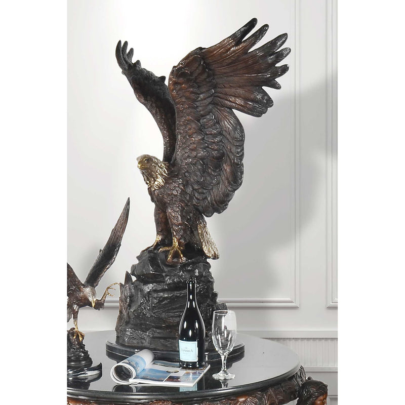 AFD Home Bronze Eagle Perched on Rock 44 Inch Wide