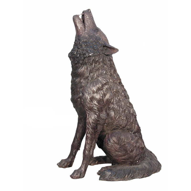 AFD Home Bronze Howling Wolf Sitting 37 Inches Tall