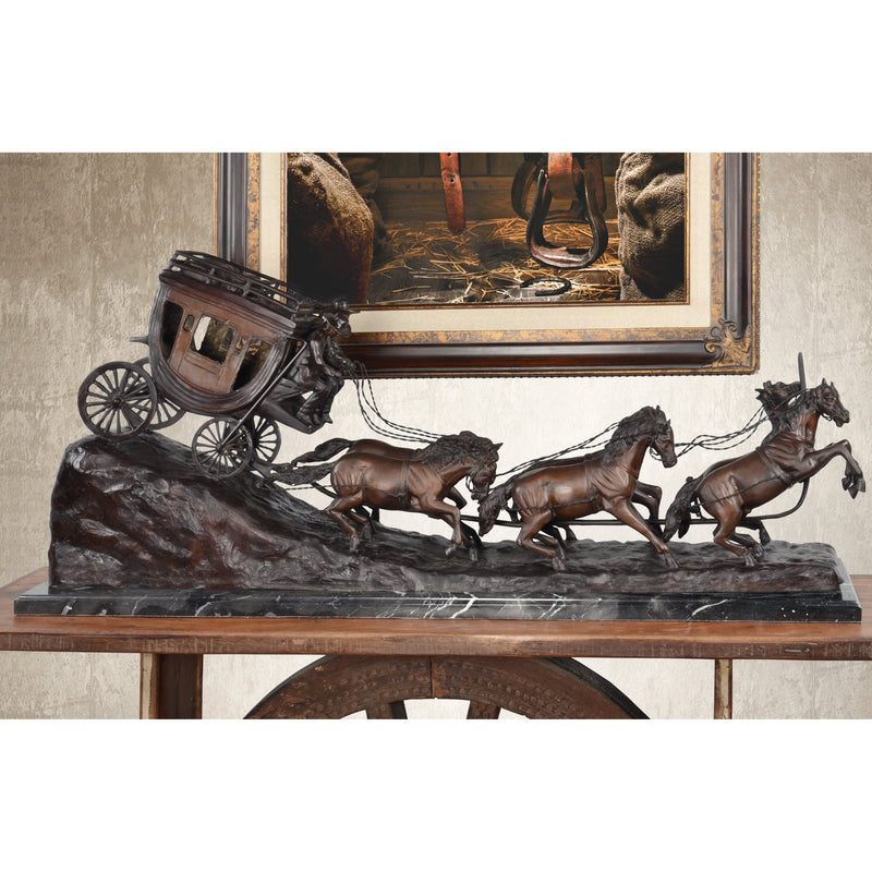 AFD Home Bronze Six Up Stage Coach on Marble 51 Inches Wide
