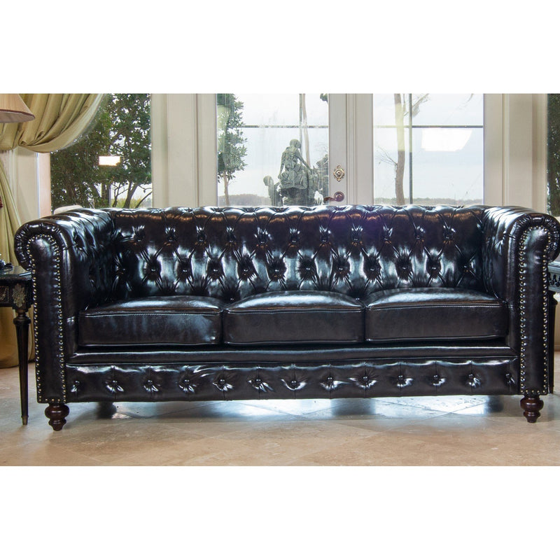 AFD Home Classic Chesterfield Brown Sofa