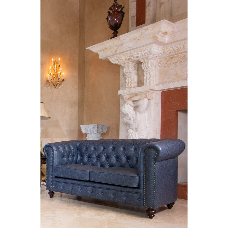 AFD Home Classic Chesterfield Gray Blue Loveseat