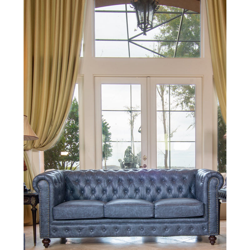 AFD Home Classic Chesterfield Gray Blue Sofa