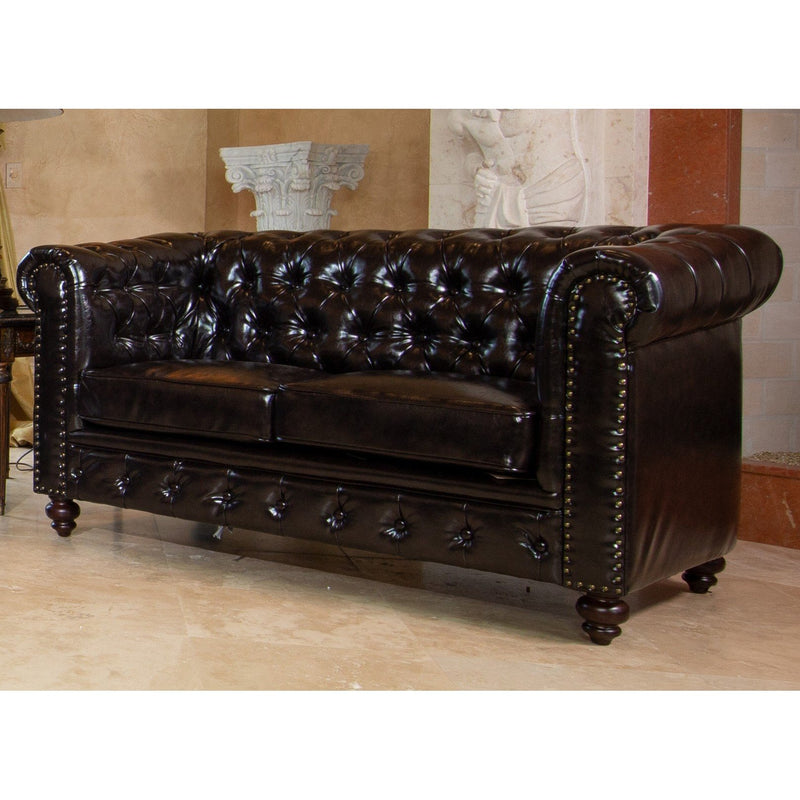 AFD Home Classic Chesterfield Loveseat Brown