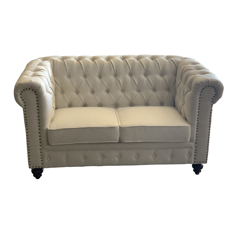 AFD Home Classic Chesterfield Loveseat Light Linen