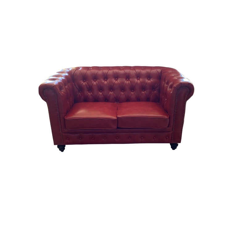 AFD Home Classic Chesterfield Loveseat Red