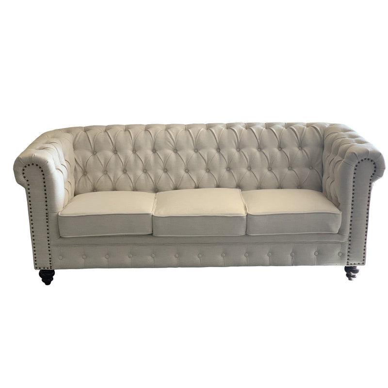 AFD Home Classic Chesterfield Sofa Light Linen