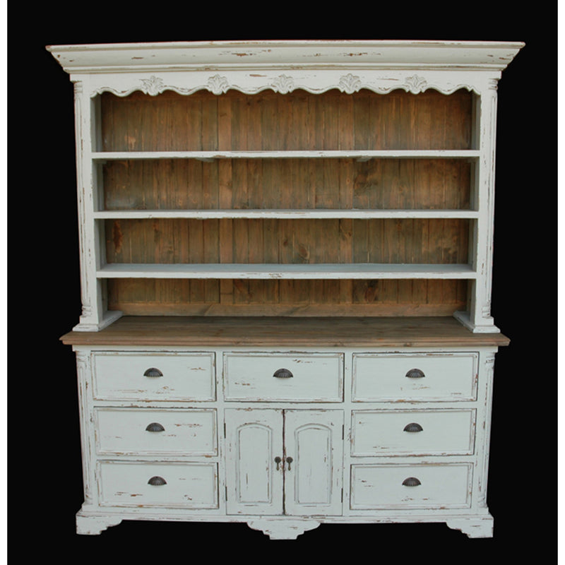 AFD Home Farmhouse Cote de Azur Hutch in White Chalk and Natural Finish