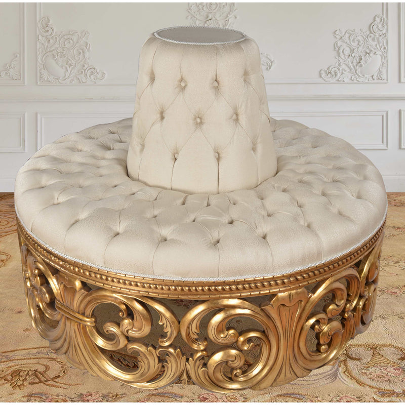 AFD Home Gold Rococo Circular Cream Settee