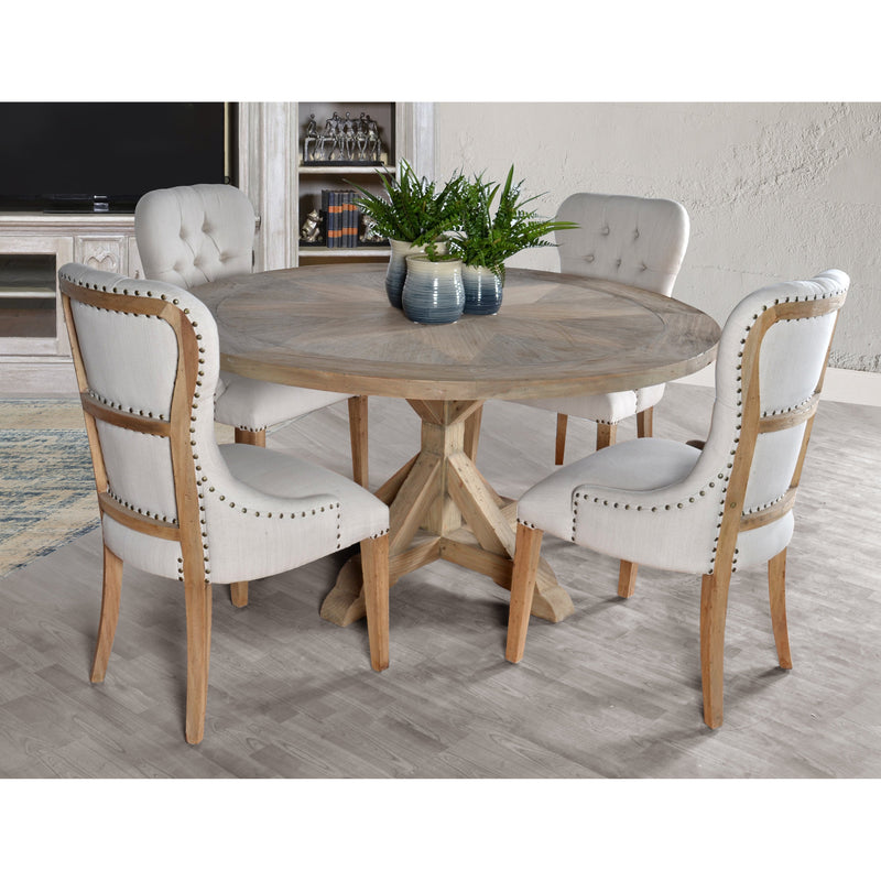 AFD Home Inverness Farmhouse Reclaimed Pine 60 Inch Round Table Dining Set 5