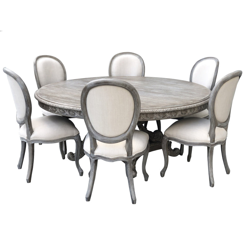 AFD Home Mystique Gray Mahogany Anglia Dining Table and Chair Set of 7