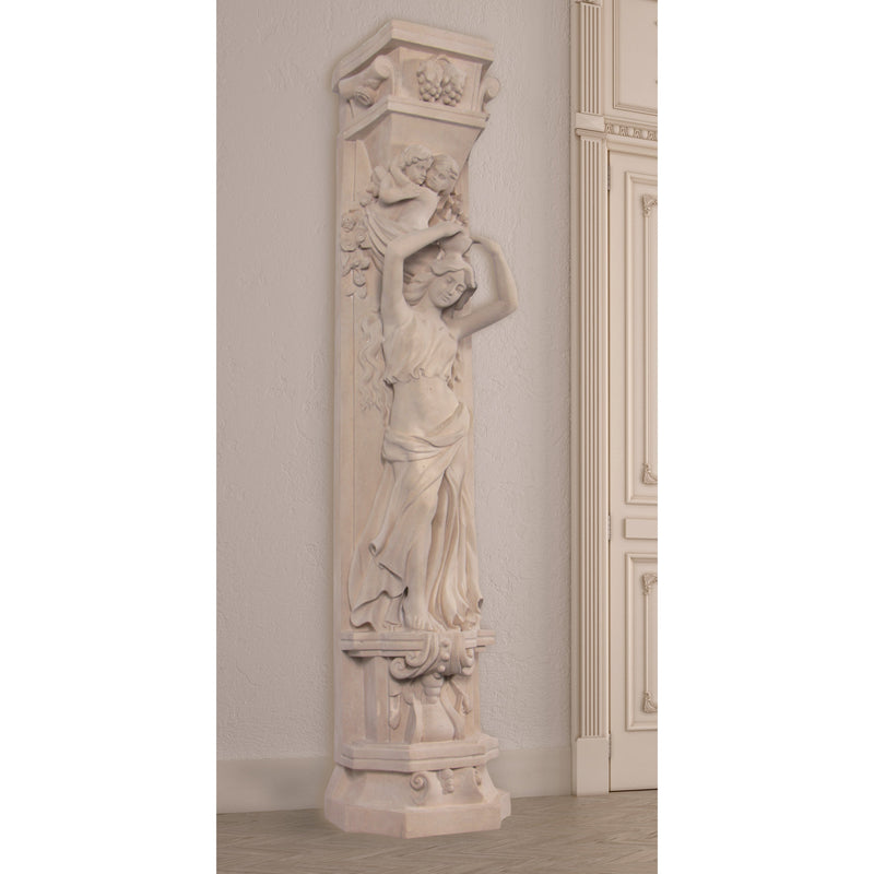 AFD Home Roman Girl With Bowl Pilaster Stone Cast