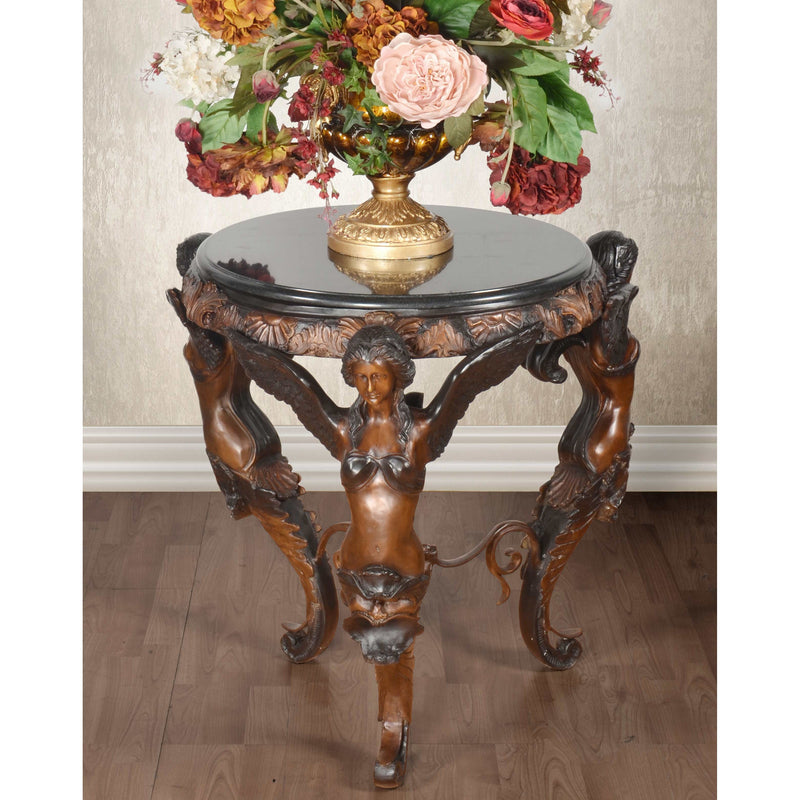 AFD Home Roman Three Winged Lady Bronze Occasional Table