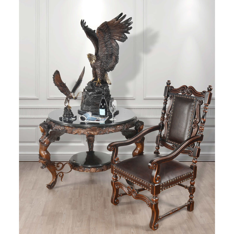 AFD Home Roman Three Winged Lady Large Bronze Center Table