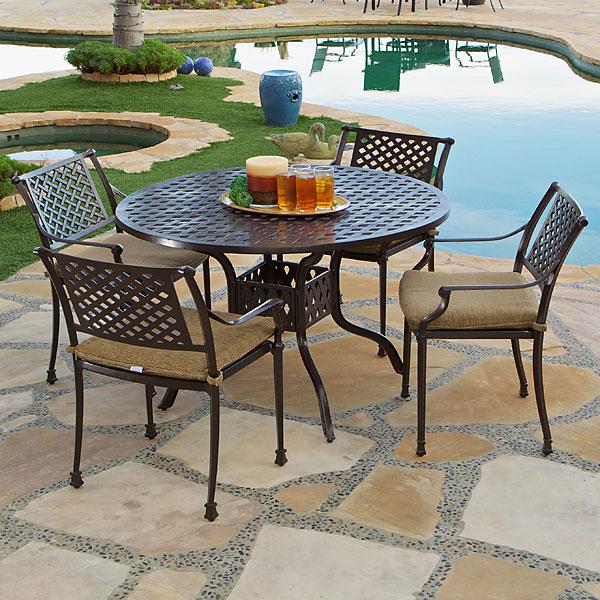 AFD Home Savannah Outdoor Aluminum Round Dining Table Set of 5 (KIT)