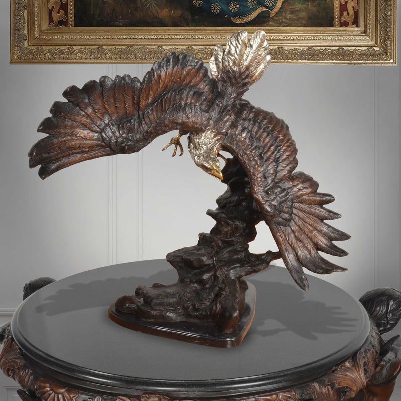 AFD Home Swooping Bronze Eagle in Full Flight 38 Inch Wide