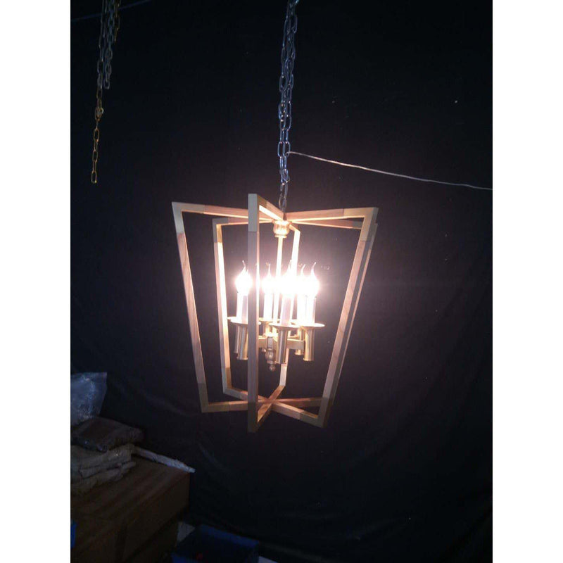 AFD Home Urban Wood Brass Hexad Chandelier