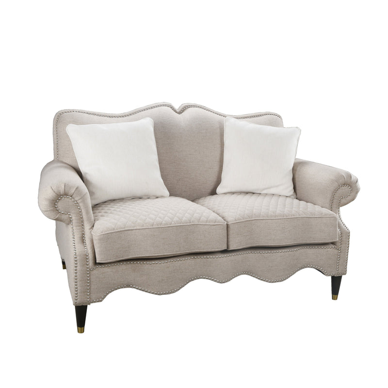 AFD Home Vogue Quilted Linen Gray Loveseat