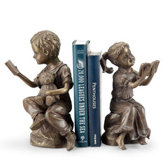 Bedtime Story Boy and Girl Bookends-Iron Home Concepts