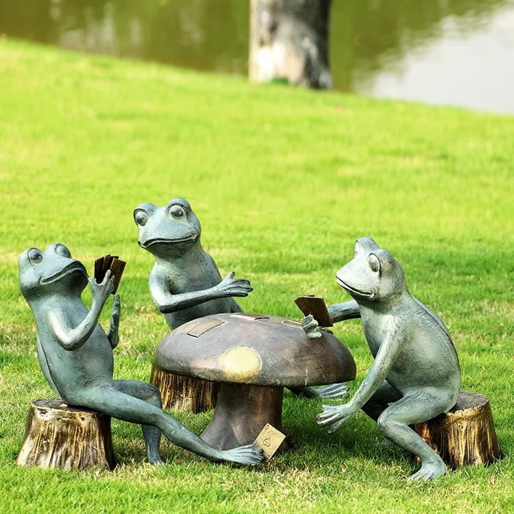 Card Cheat Frogs Garden Sculpture-Iron Home Concepts