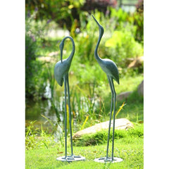 Contemplative Garden Crane Pair Statue-Iron Home Concepts