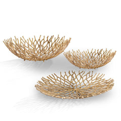 Coral Tray and Bowls -Set of Three-Iron Home Concepts