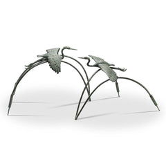 Cranes and Reeds Garden Pair Sculptures-Iron Home Concepts