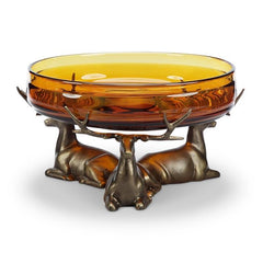 Deer Bowl Holder With Glass Bowl-Iron Home Concepts