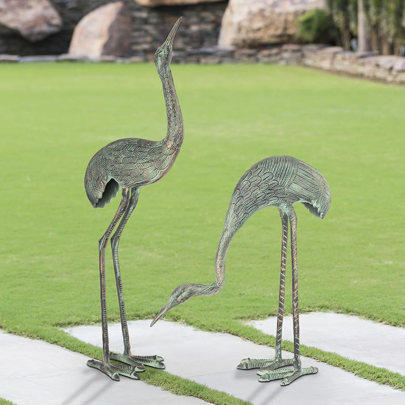 Foraging Cranes Statue Set-Iron Home Concepts