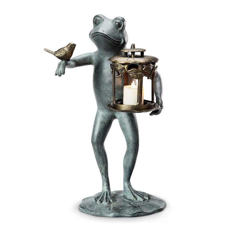 Frog and Bird Garden Lantern-Iron Home Concepts