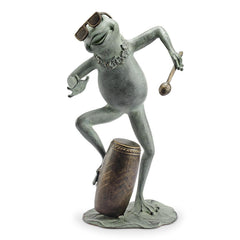 Frog Conga Drummer Garden Sculpture-Iron Home Concepts