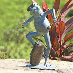 Frog Conga Drummer Garden Sculpture-Iron Home Concepts