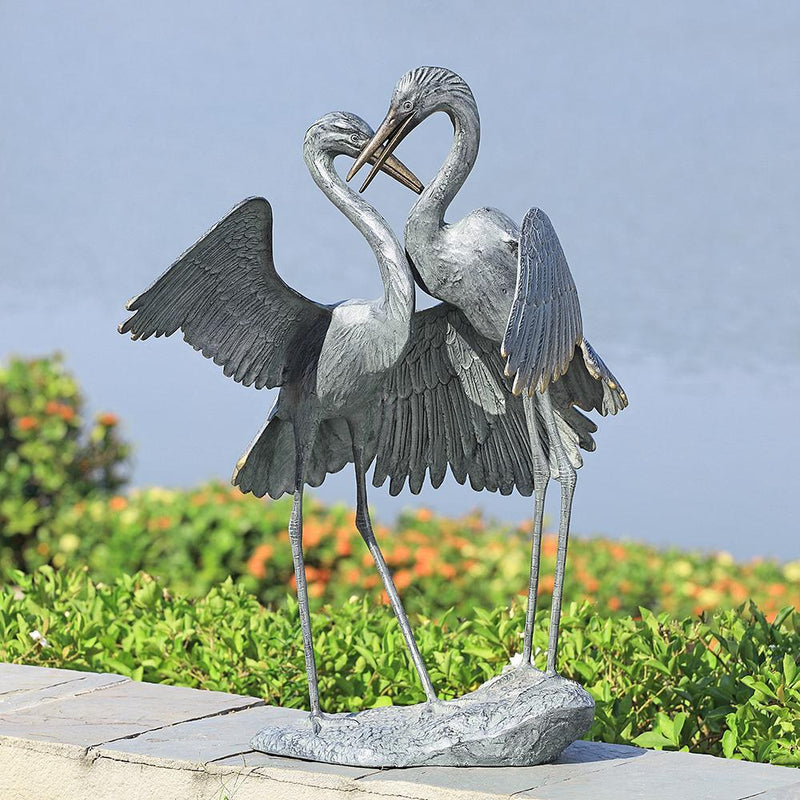 Gentle Embrace Crane Garden Sculpture-Iron Home Concepts