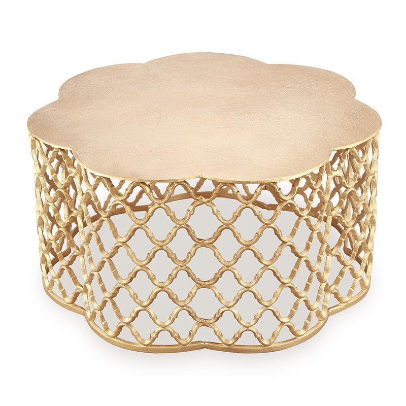 Gold Honeycomb Pattern Gold End Cocktail Table-Iron Home Concepts