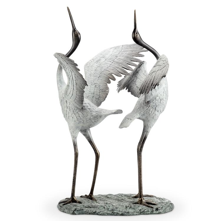 Good Fortune Crane Garden Sculptures-Iron Home Concepts