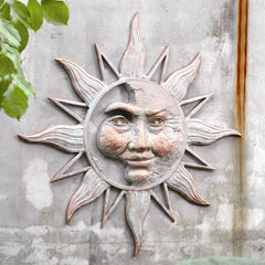 Half Face Sun Wall Plaque-Iron Home Concepts