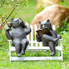 Hipster Bears on Bench Garden-Iron Home Concepts