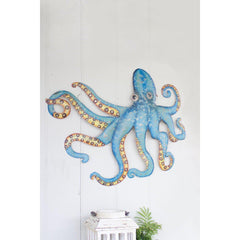 Kalalou Hammered Metal Octopus Wall Hanging Art-Iron Home Concepts