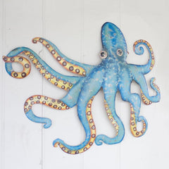 Kalalou Hammered Metal Octopus Wall Hanging Art-Iron Home Concepts