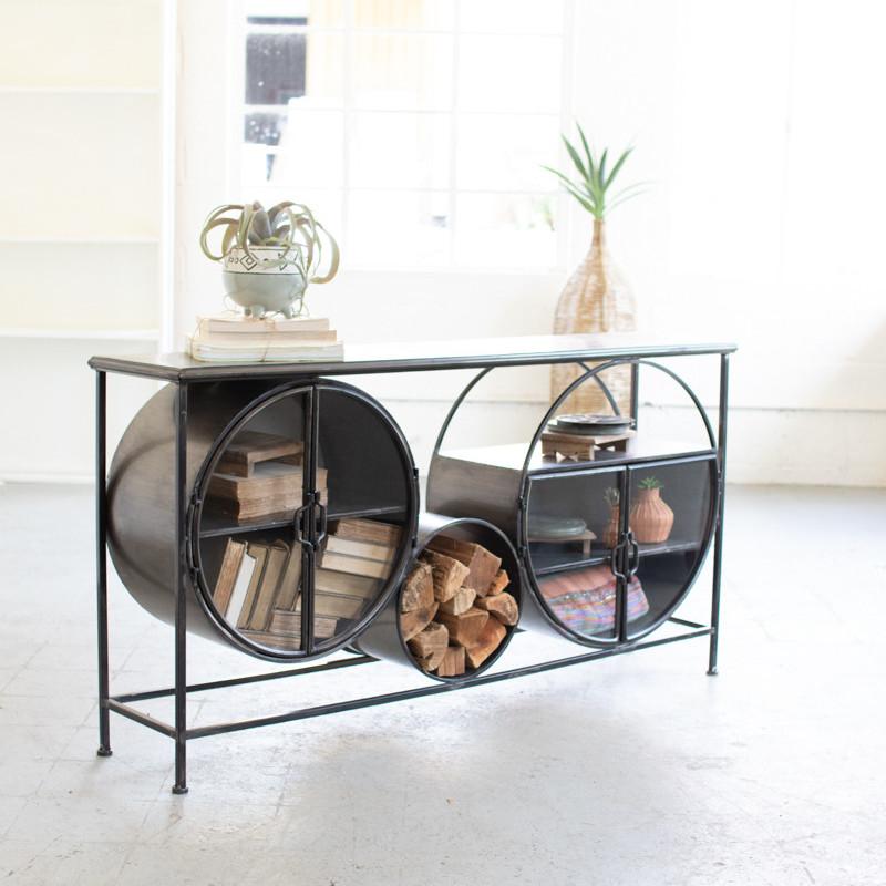 Kalalou Iron & Glass Circles Console Table-Iron Home Concepts