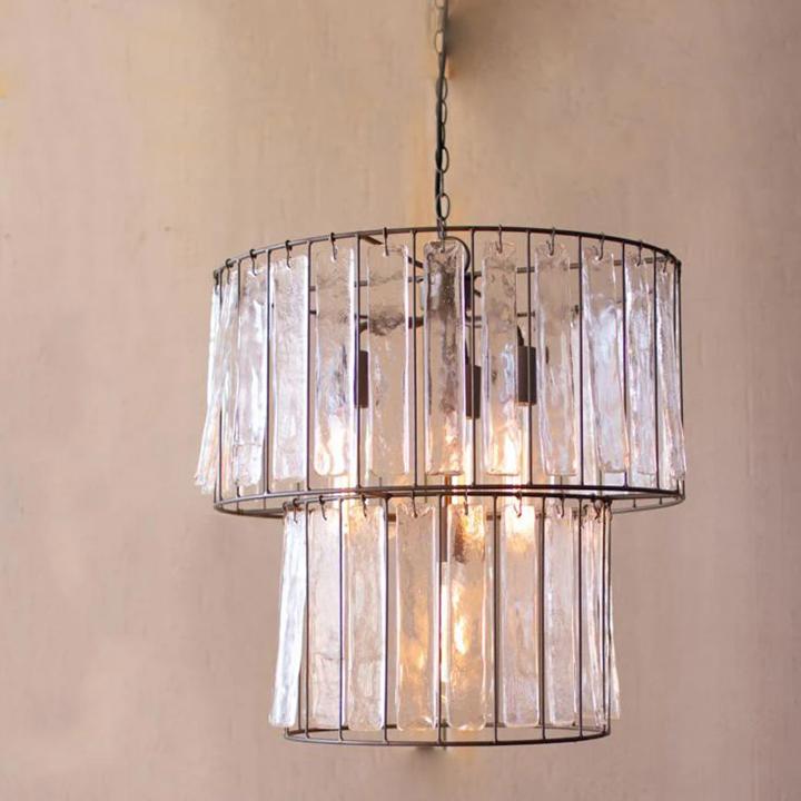 Kalalou Loft Glam Metal and Glass Chimes Pendant Light-Iron Home Concepts