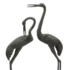 Long Necked Garden Crane Pair Garden Statues-Iron Home Concepts