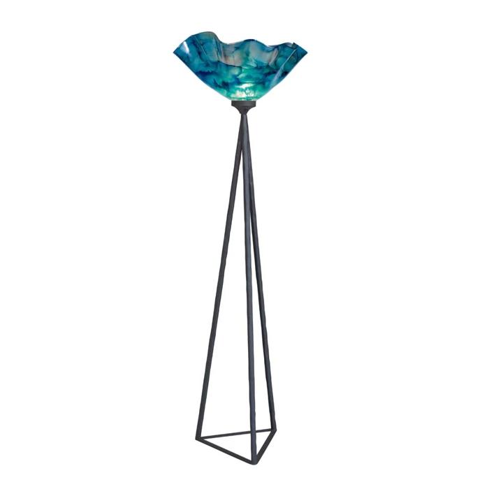 Mathews & Company Tripod Torchiere Iron & Glass Floor Lamp-Iron Home Concepts