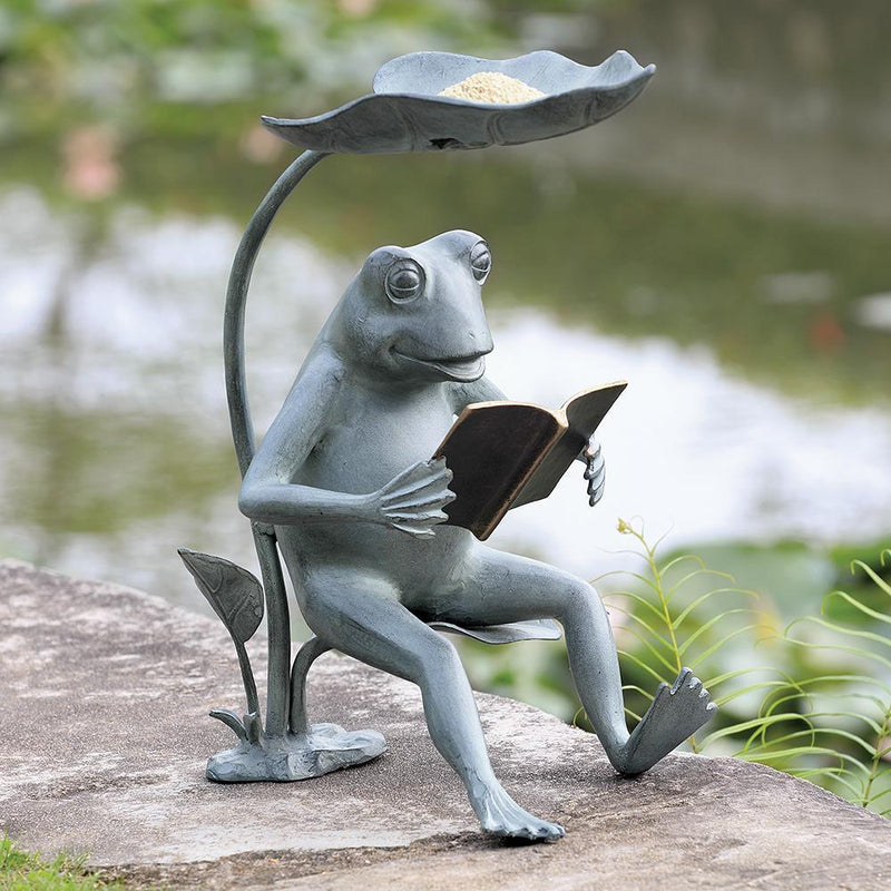 Reading Frog Birdfeeder with LED Light-Iron Home Concepts