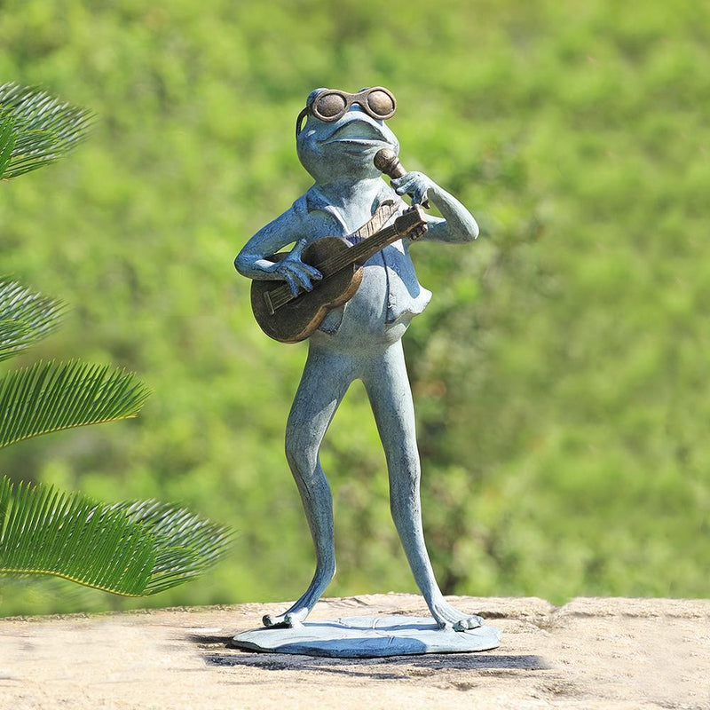 Rock Star Frog Garden Sculpture-Iron Home Concepts