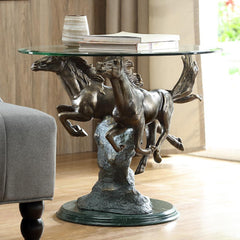 Running Horse Pair End Table-Iron Home Concepts