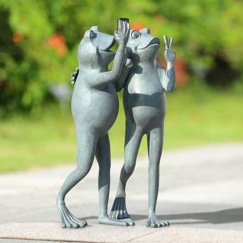 Selfie Frog Friends Garden Sculpture-Iron Home Concepts