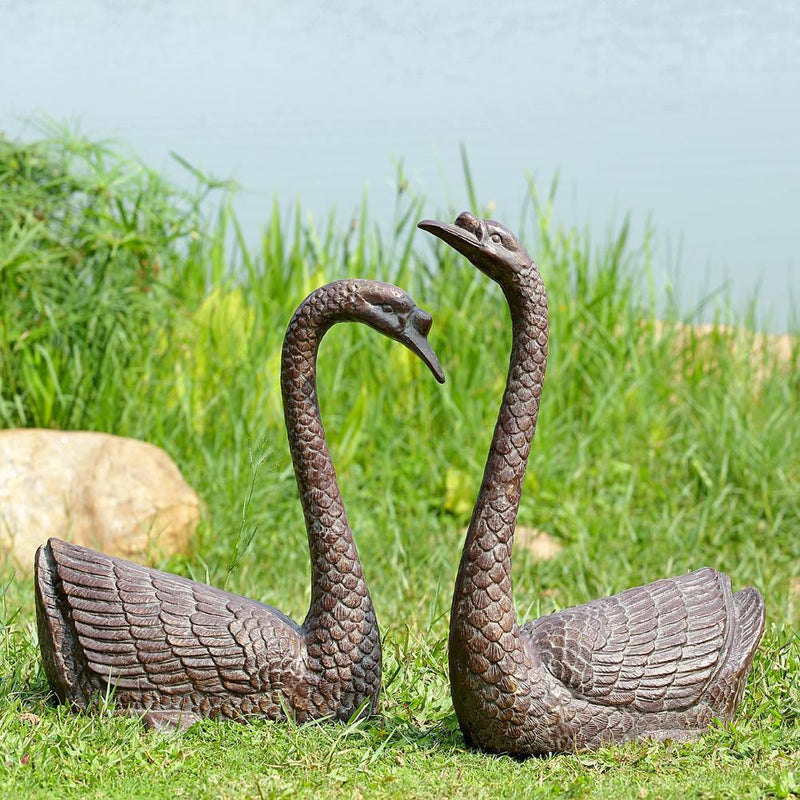 Serene Swans Garden Sculptures-Iron Home Concepts