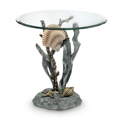 Shells and Seagrass End Table-Iron Home Concepts