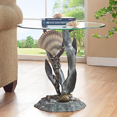 Shells and Seagrass End Table-Iron Home Concepts